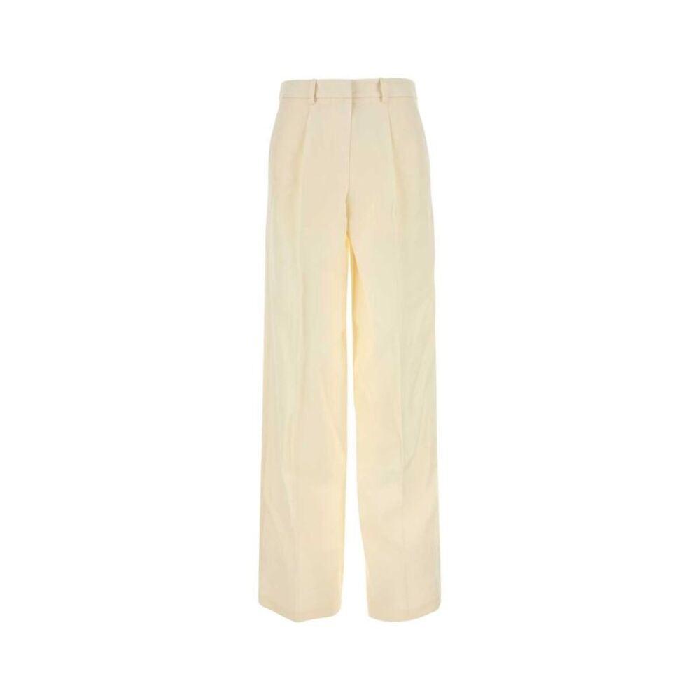 Magda Butrym Women Cream Wool Blend Wide-Leg Pant